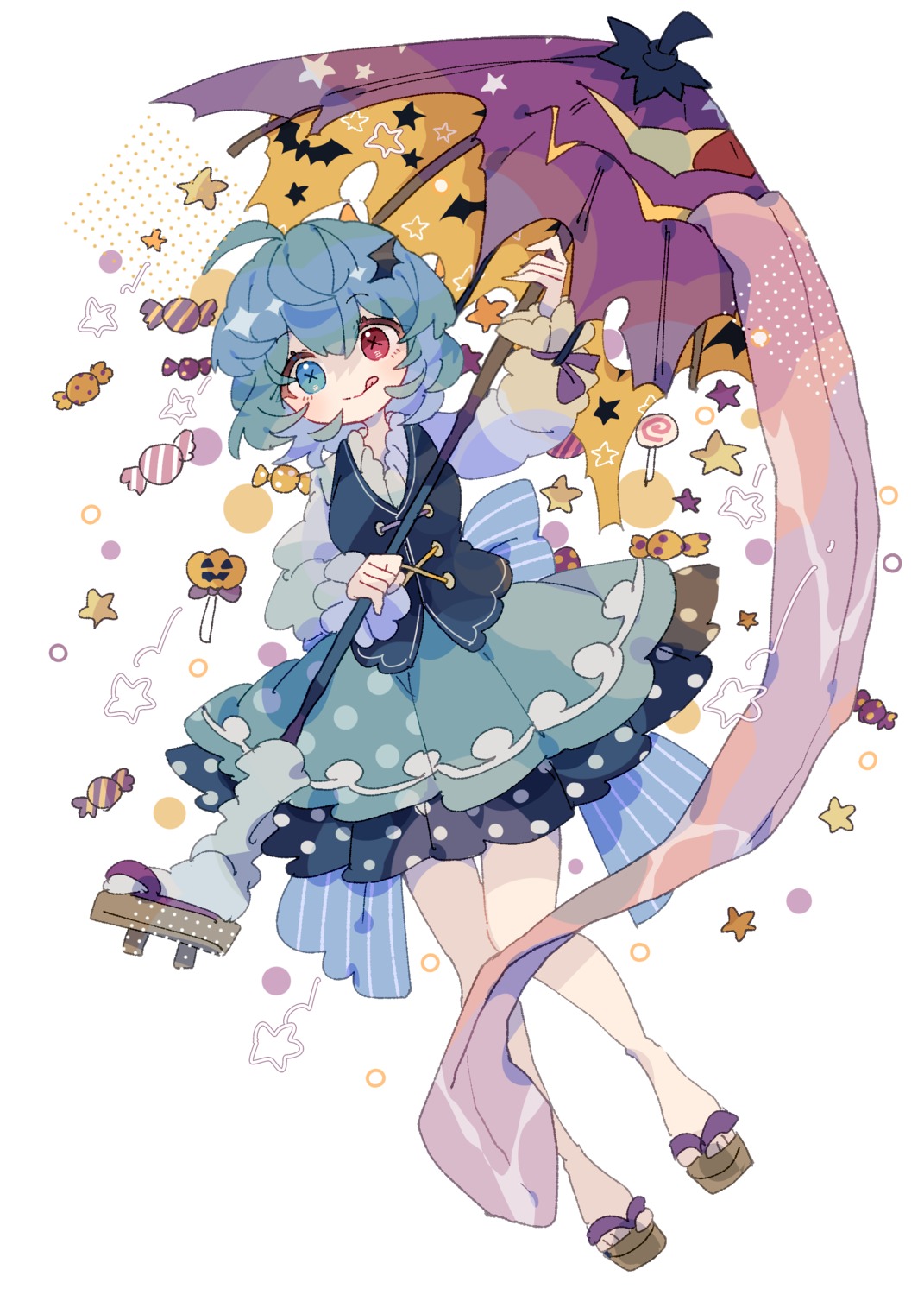 halloween heterochromia nikorashika tatara_kogasa touhou umbrella