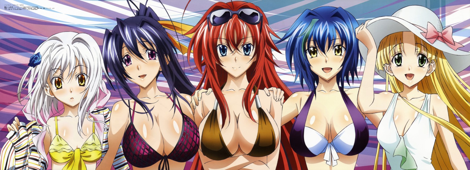 asia_argento cleavage gotou_junji high_school_dxd_new highschool_dxd himejima_akeno rias_gremory swimsuits toujou_koneko xenovia_quarta