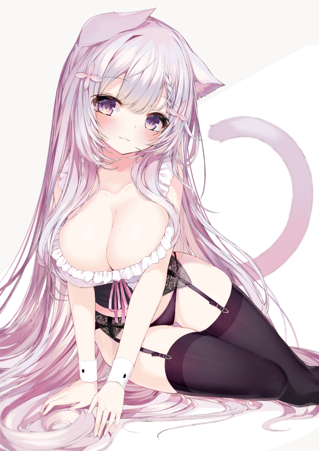 animal_ears garter_belt nekomimi no_bra pantsu stockings tail thighhighs yuui_hutabakirage