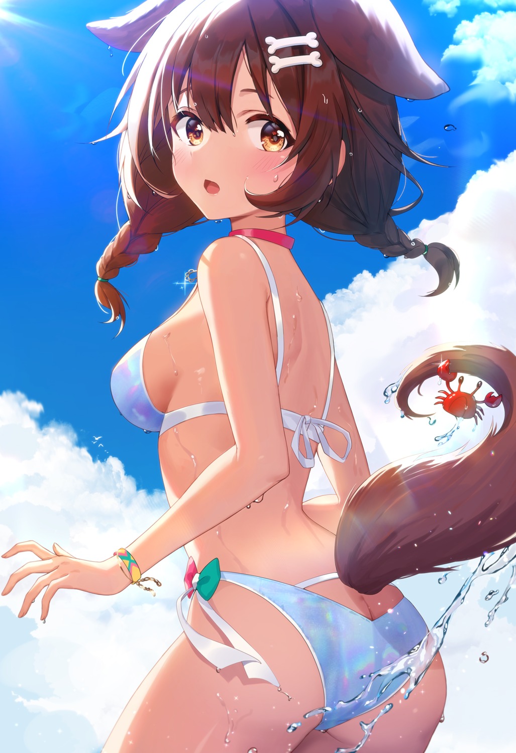 animal_ears ass bikini hololive hololive_gamers inugami_korone inumimi pn_(wnsl216) swimsuits tail wet