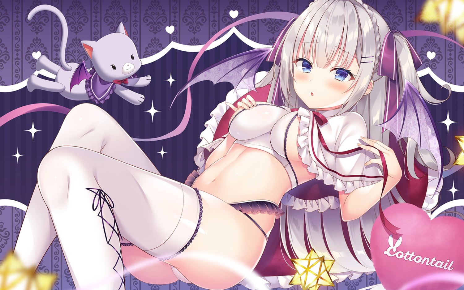 bra nanohana_kohina neko pantsu thighhighs wallpaper