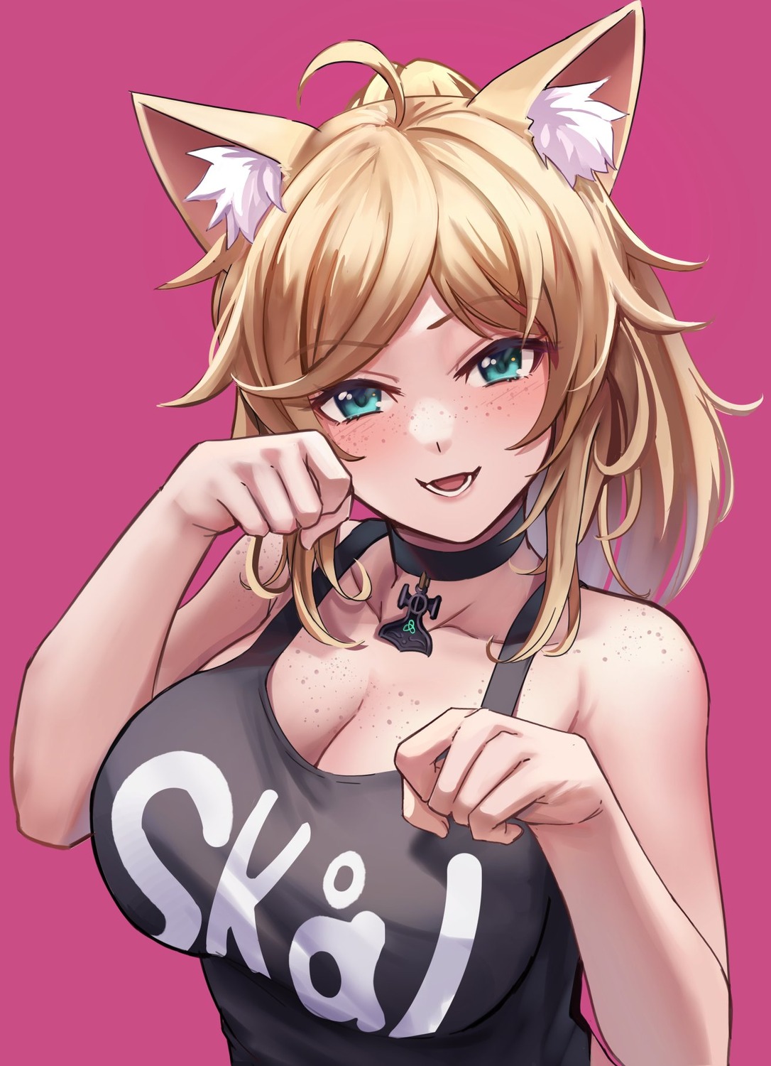 animal_ears cleavage nekomimi wszkii