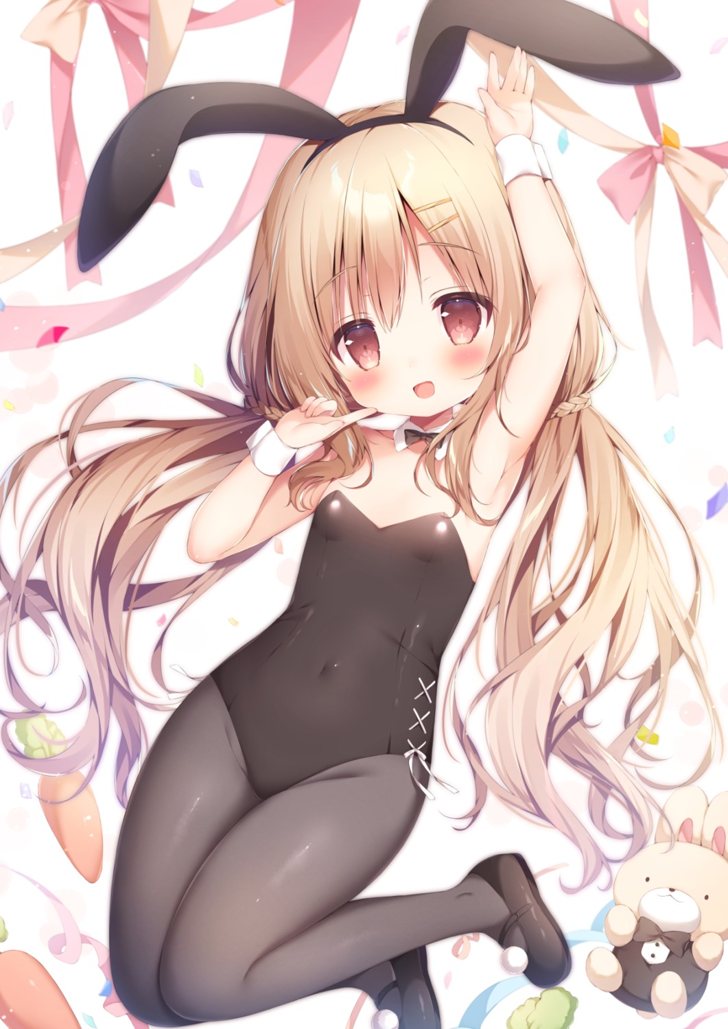 animal_ears bunny_ears bunny_girl loli momozu_komamochi no_bra pantyhose