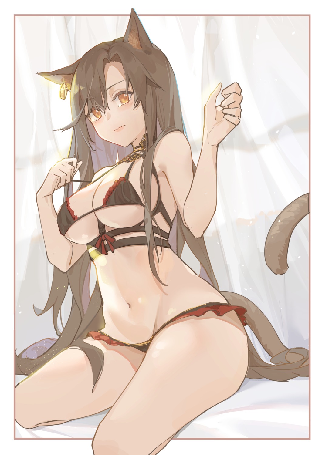 animal_ears arknights bra kotatsu_kaya pantsu skyfire_(arknights) tail