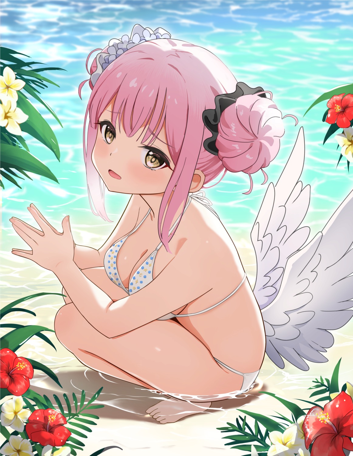 bikini blue_archive gibun_(sozoshu) loli misono_mika swimsuits wet wings