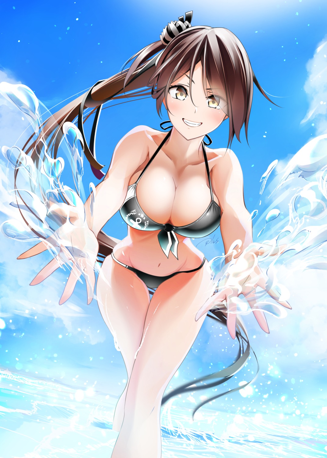 azur_lane bikini cleavage delta-plus swimsuits wet zuikaku_(azur_lane)