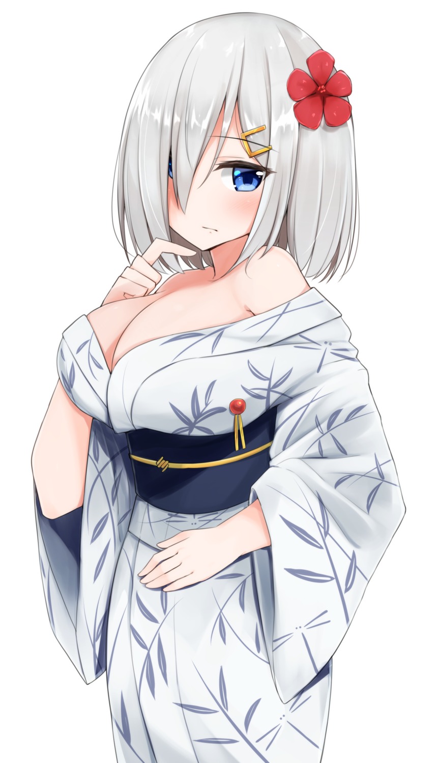 cleavage hamakaze_(kancolle) kantai_collection no_bra open_shirt sakikumo_(sakumo) yukata