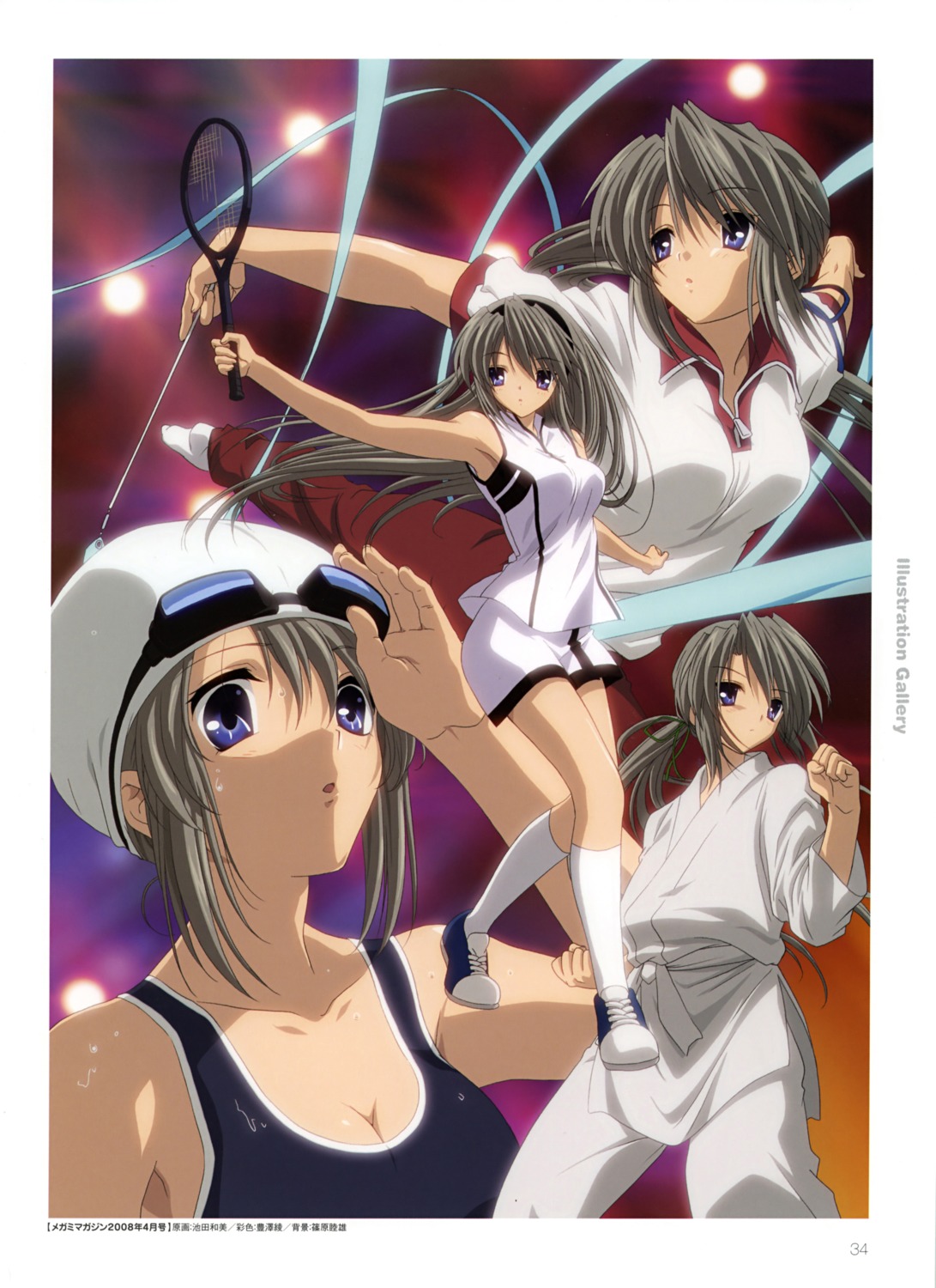 clannad gym_uniform ikeda_kazumi sakagami_tomoyo swimsuits tennis