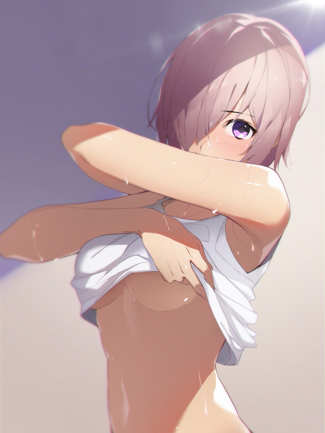 fate/grand_order mash_kyrielight melikecurry no_bra underboob undressing wet