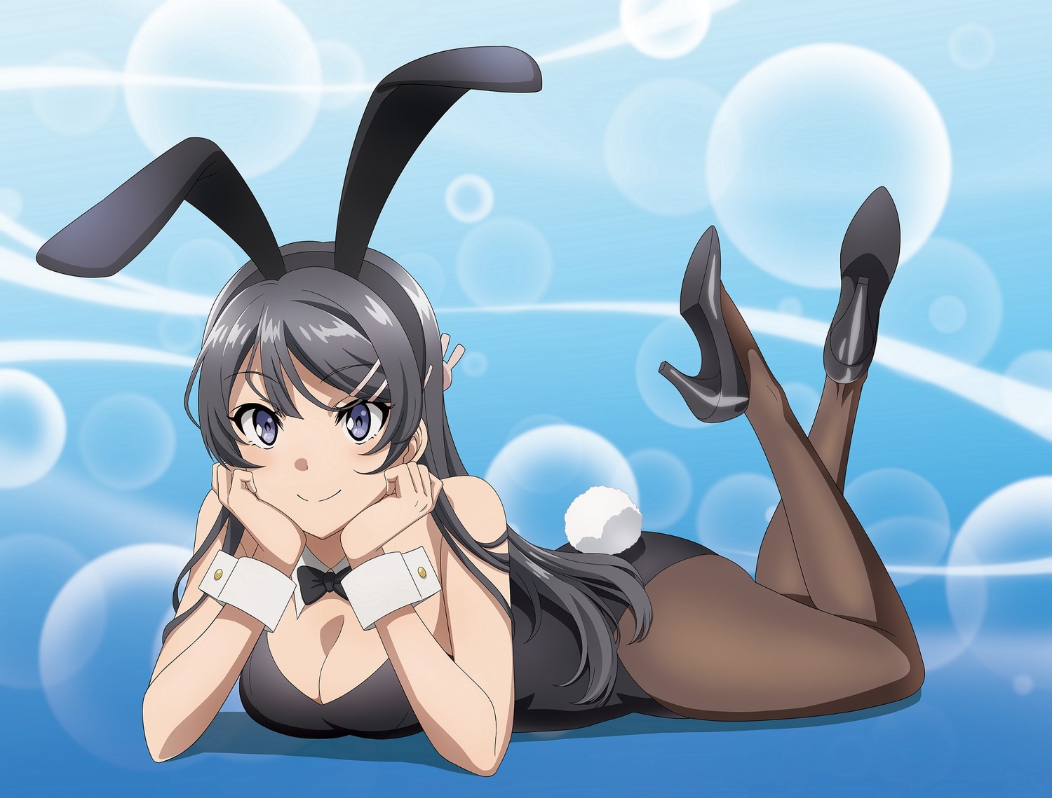 animal_ears bunny_ears bunny_girl cleavage heels pantyhose sakurajima_mai seishun_buta_yarou tail