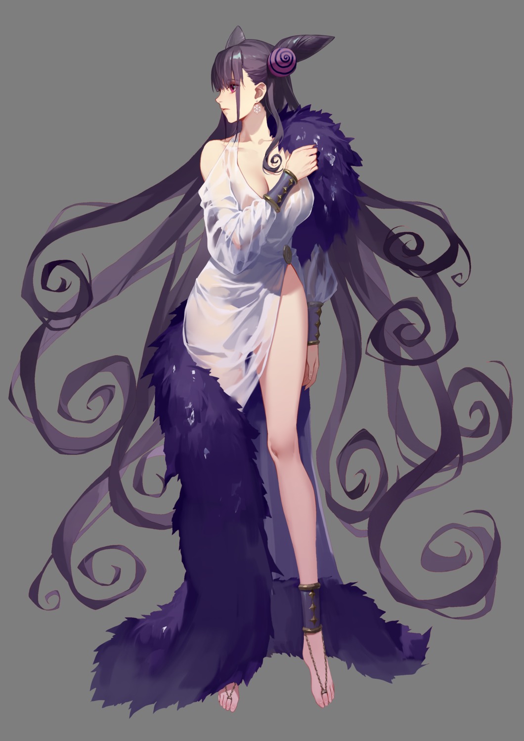 dress fate/grand_order murasaki_shikibu_(fate) no_bra nopan see_through thank_star transparent_png wet_clothes