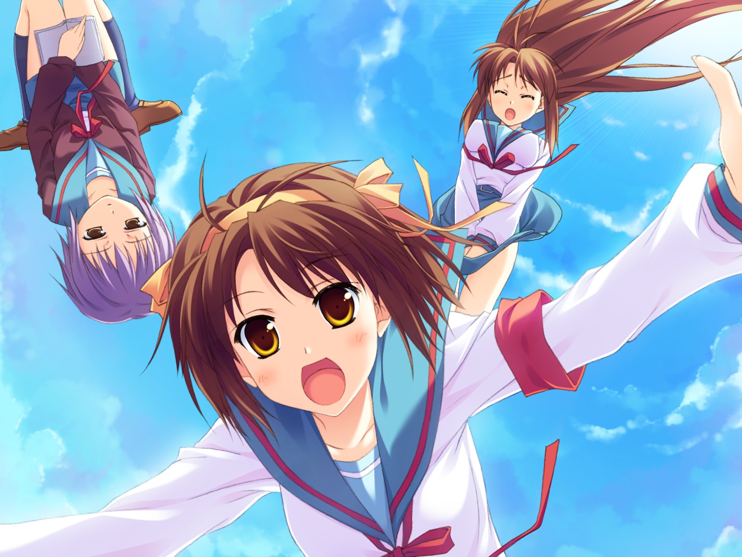 asahina_mikuru hinata_nao nagato_yuki seifuku suzumiya_haruhi suzumiya_haruhi_no_yuuutsu wallpaper