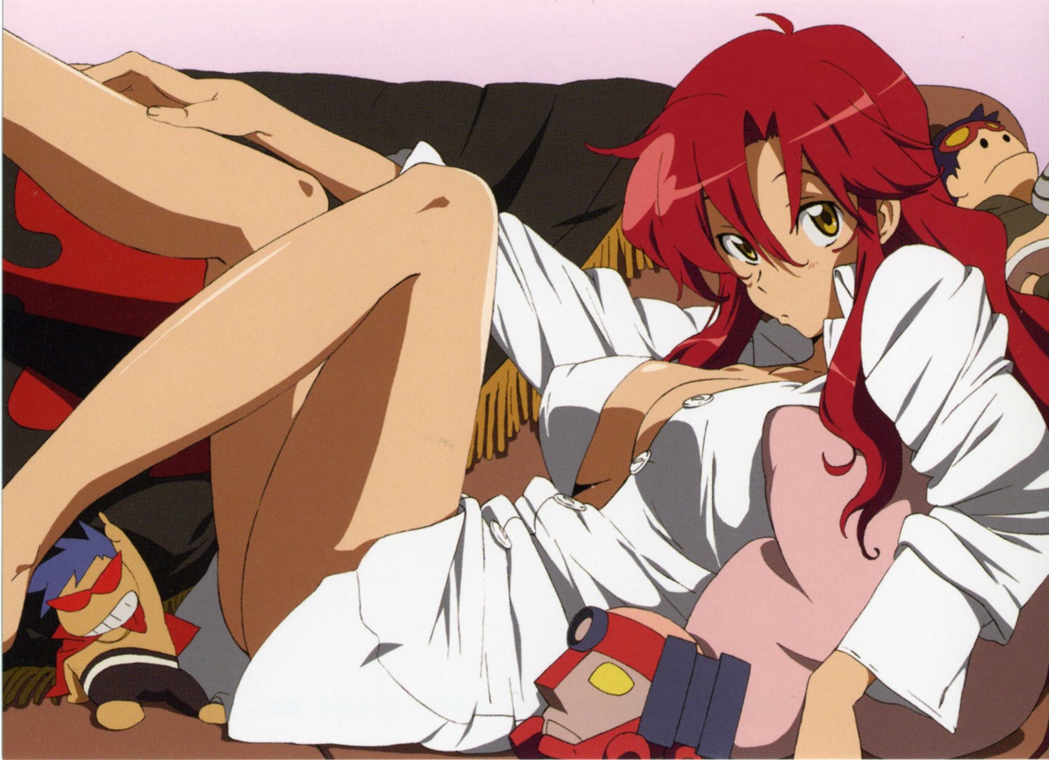 cleavage dress_shirt no_bra open_shirt screening tengen_toppa_gurren_lagann yoko