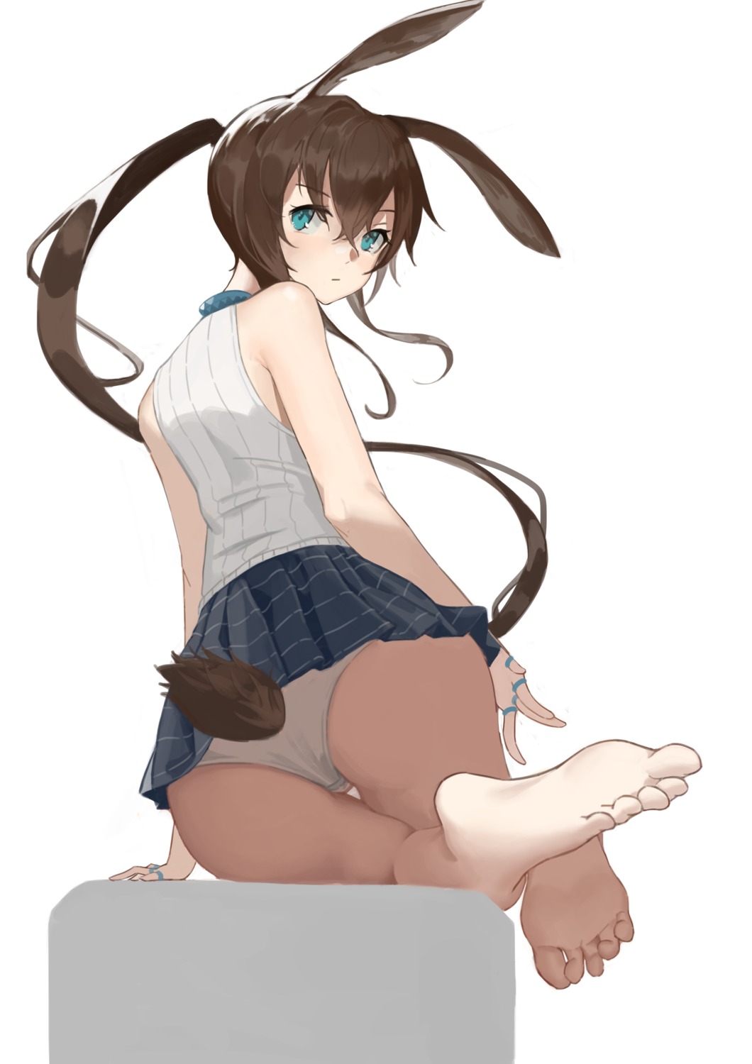 amiya_(arknights) animal_ears arknights ass bunny_ears feet pantsu pikaqx skirt_lift tail