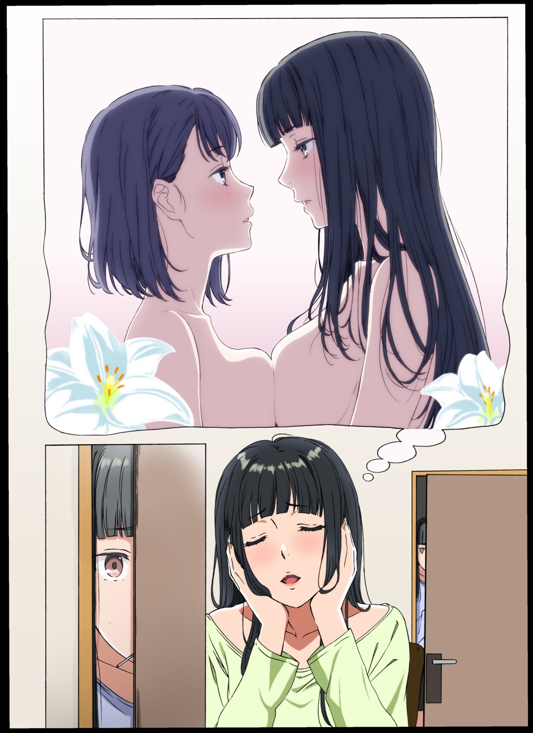 kakitama symmetrical_docking topless yuri