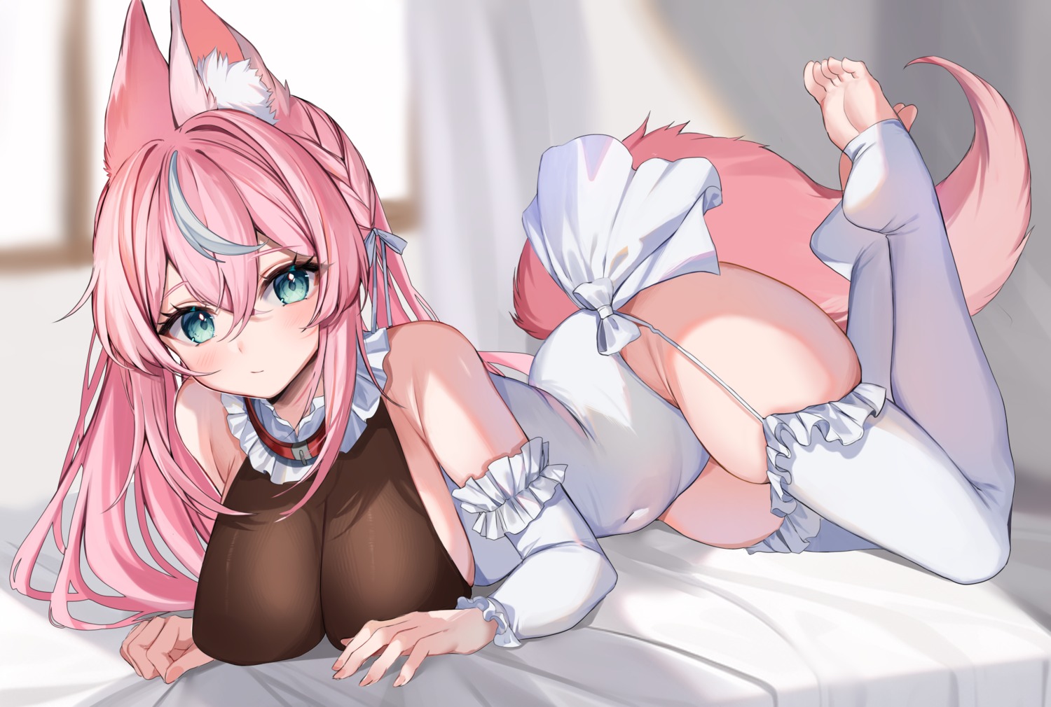 animal_ears no_bra stockings tail thighhighs yuniiho