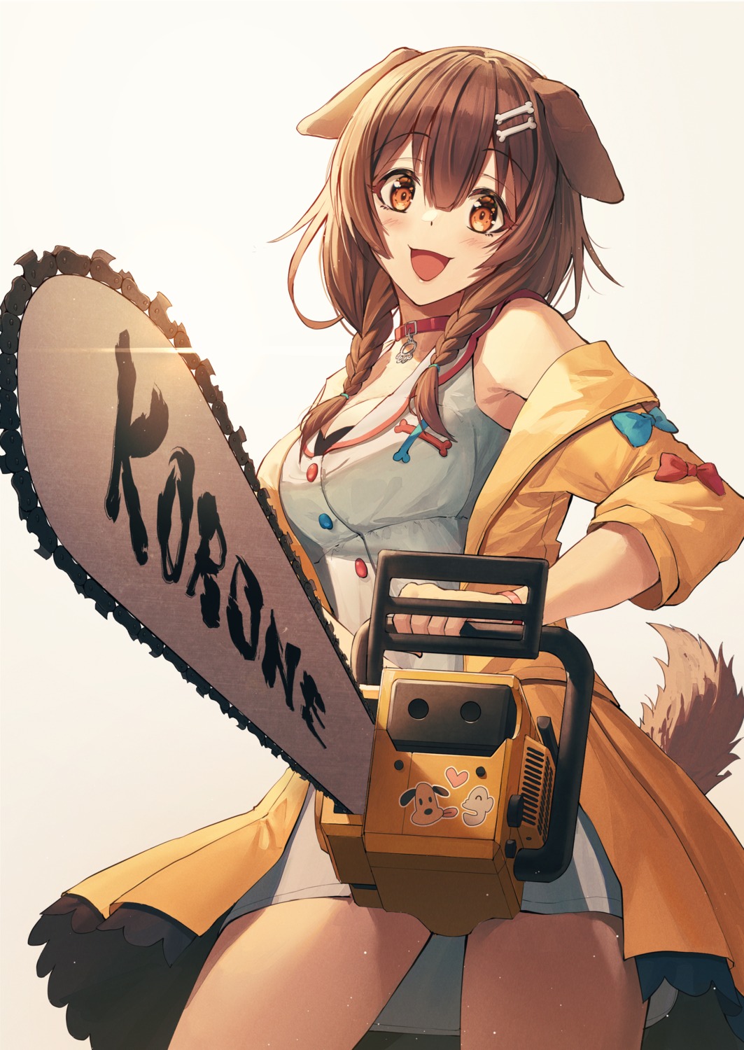 animal_ears chainsaw hololive hololive_gamers inugami_korone inumimi mazeru_(oekaki1210) tail