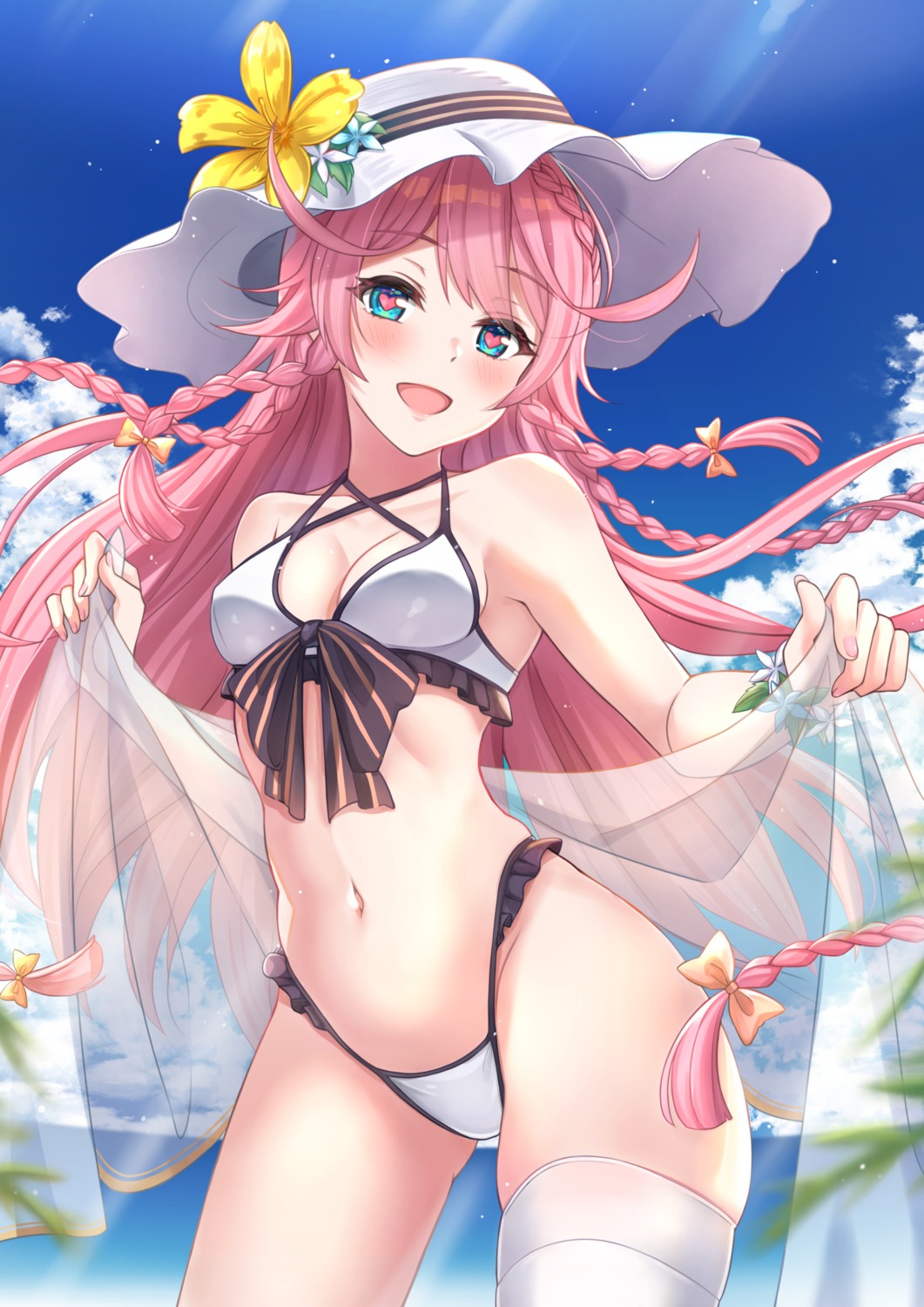 angelica_(epic7) artist_revision bikini cleavage epic7 keikei see_through swimsuits thighhighs