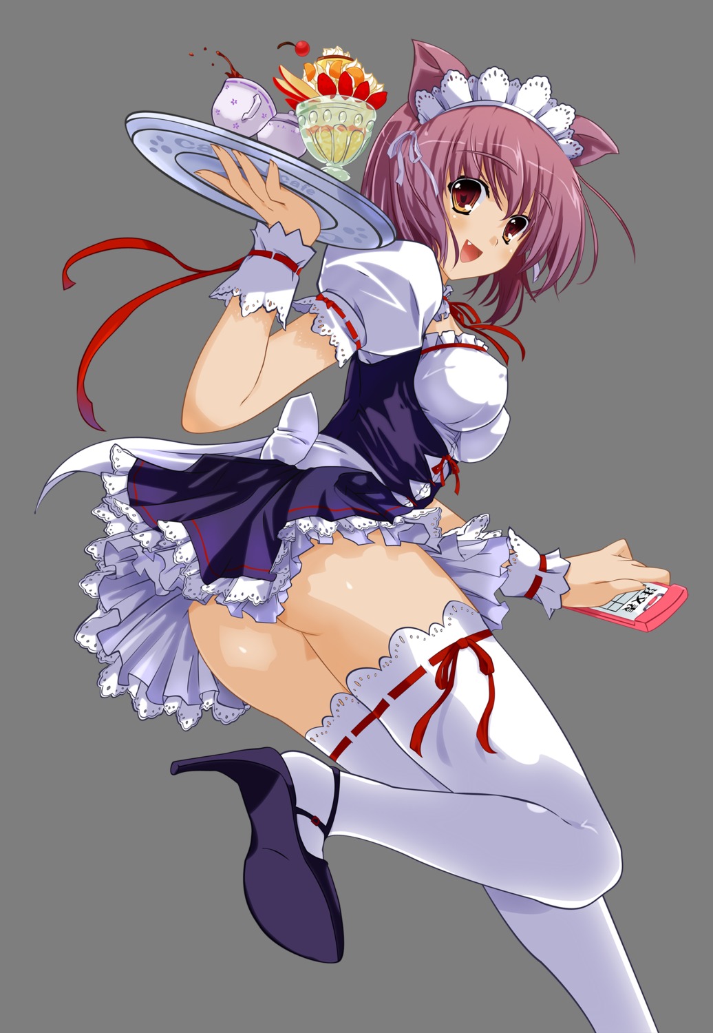 animal_ears ass maid nekomimi nopan thighhighs tomose_shunsaku transparent_png vector_trace