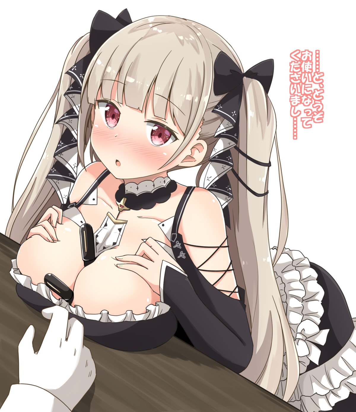 aikawa_ryou azur_lane breast_hold cleavage dress formidable_(azur_lane) gothic_lolita lolita_fashion no_bra