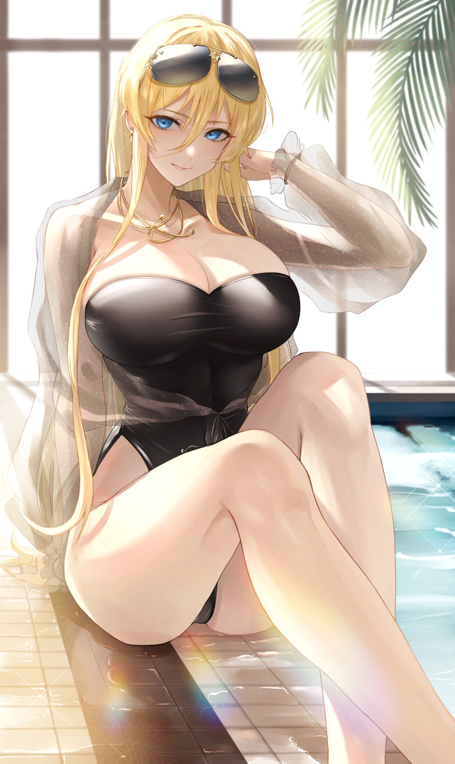 azur_lane bismarck_(azur_lane) cramcell megane swimsuits