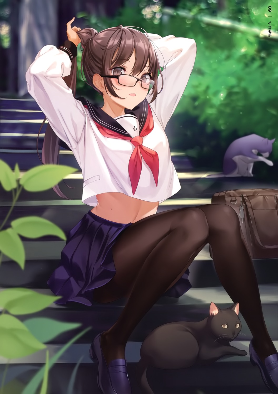 ikomochi megane neko pantyhose seifuku skirt_lift