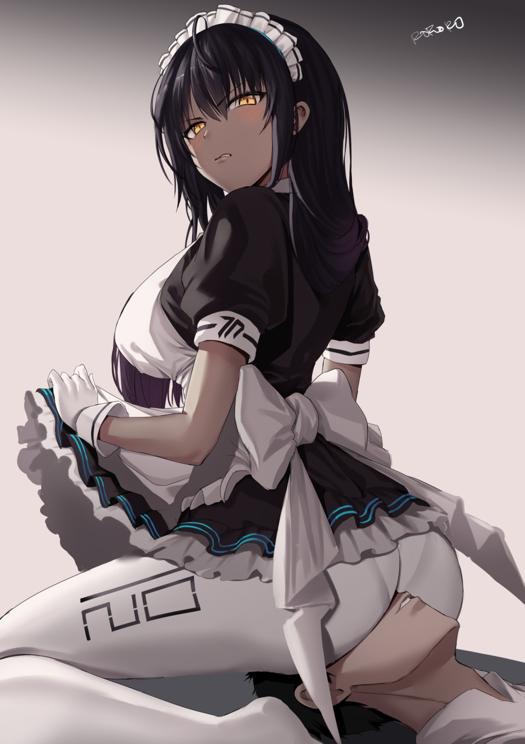 ass blue_archive kakudate_karin maid pantyhose rororo skirt_lift