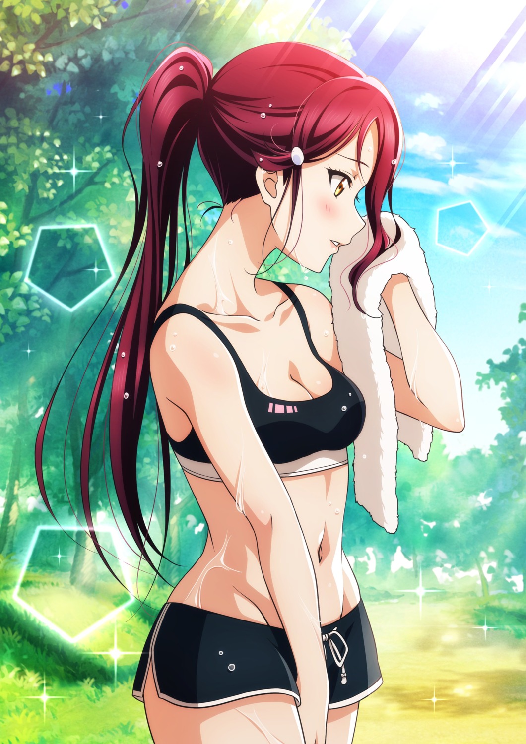 cleavage gym_uniform love_live!_sunshine!! sakurauchi_riko tagme wet