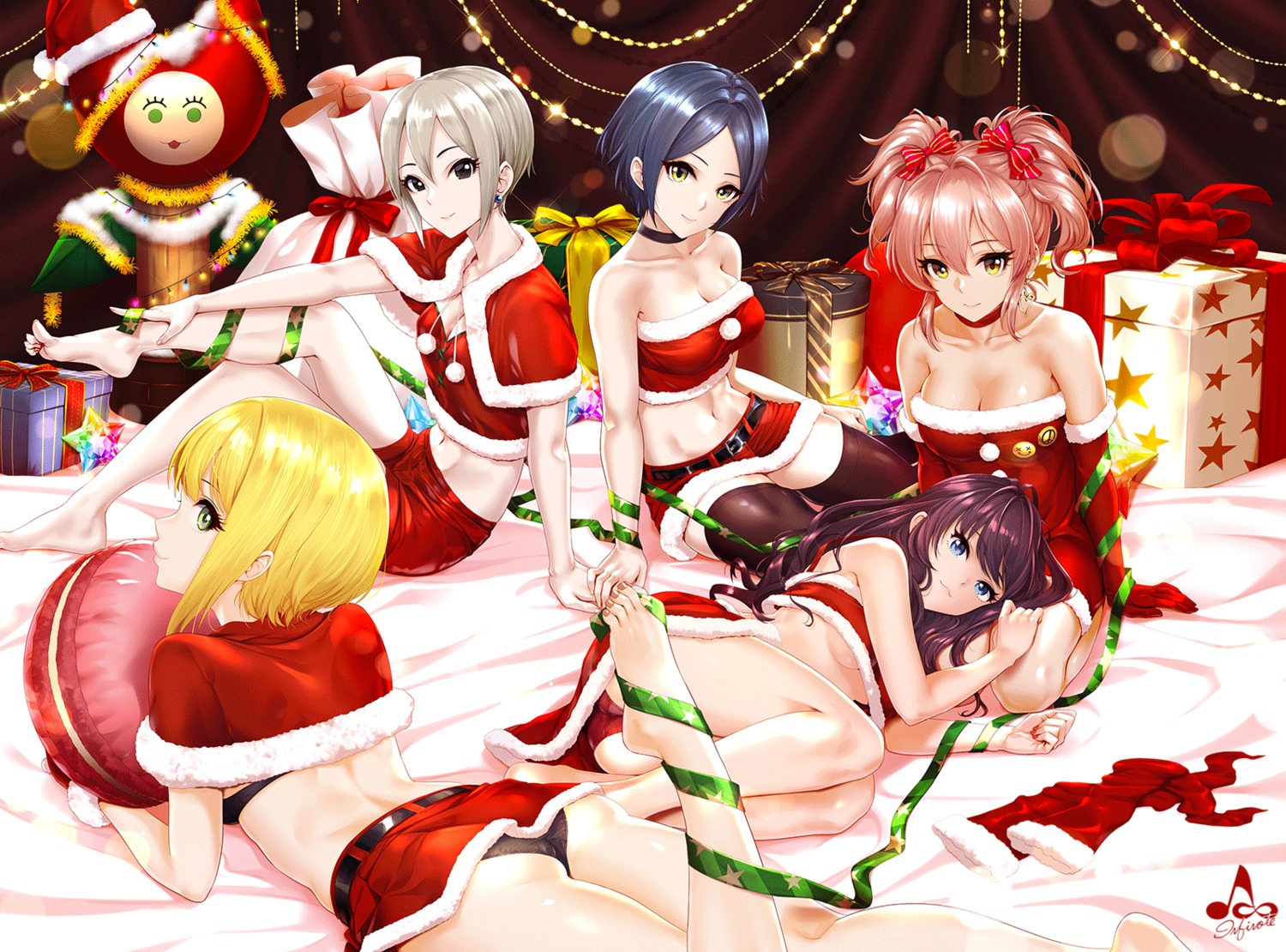 ass bra christmas cleavage dress feet hayami_kanade ichinose_shiki infinote jougasaki_mika miyamoto_frederica pantsu shiomi_shuuko the_idolm@ster the_idolm@ster_cinderella_girls thighhighs underboob