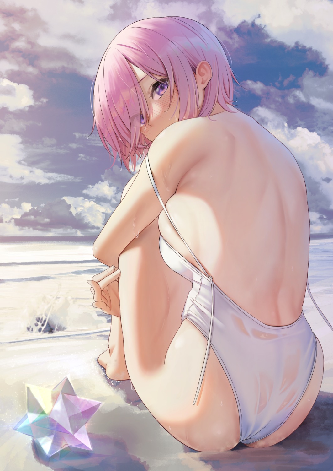 fate/grand_order mash_kyrielight see_through solar_(happymonk) swimsuits wet_clothes