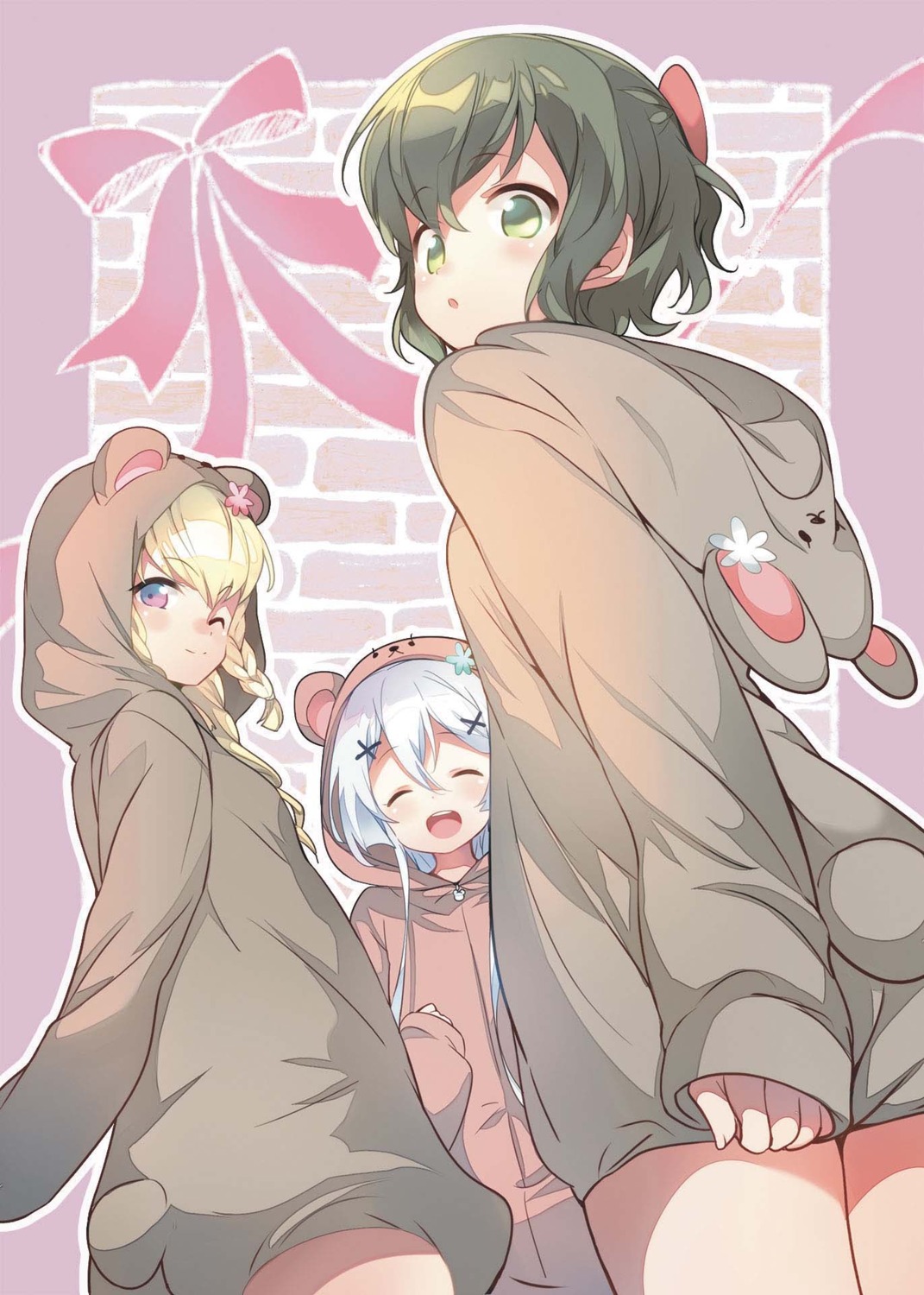 029 animal_ears fina_(kuma_kuma_kuma_bear) kuma_kuma_kuma_bear misaana_farrengram noire_foschurose pajama tail