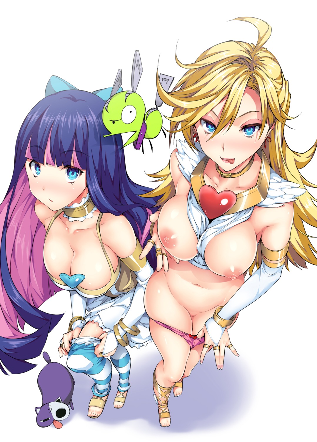 breasts chuck cleavage nipples pantsu panty panty_&_stocking_with_garterbelt panty_pull stocking thighhighs tosh undressing