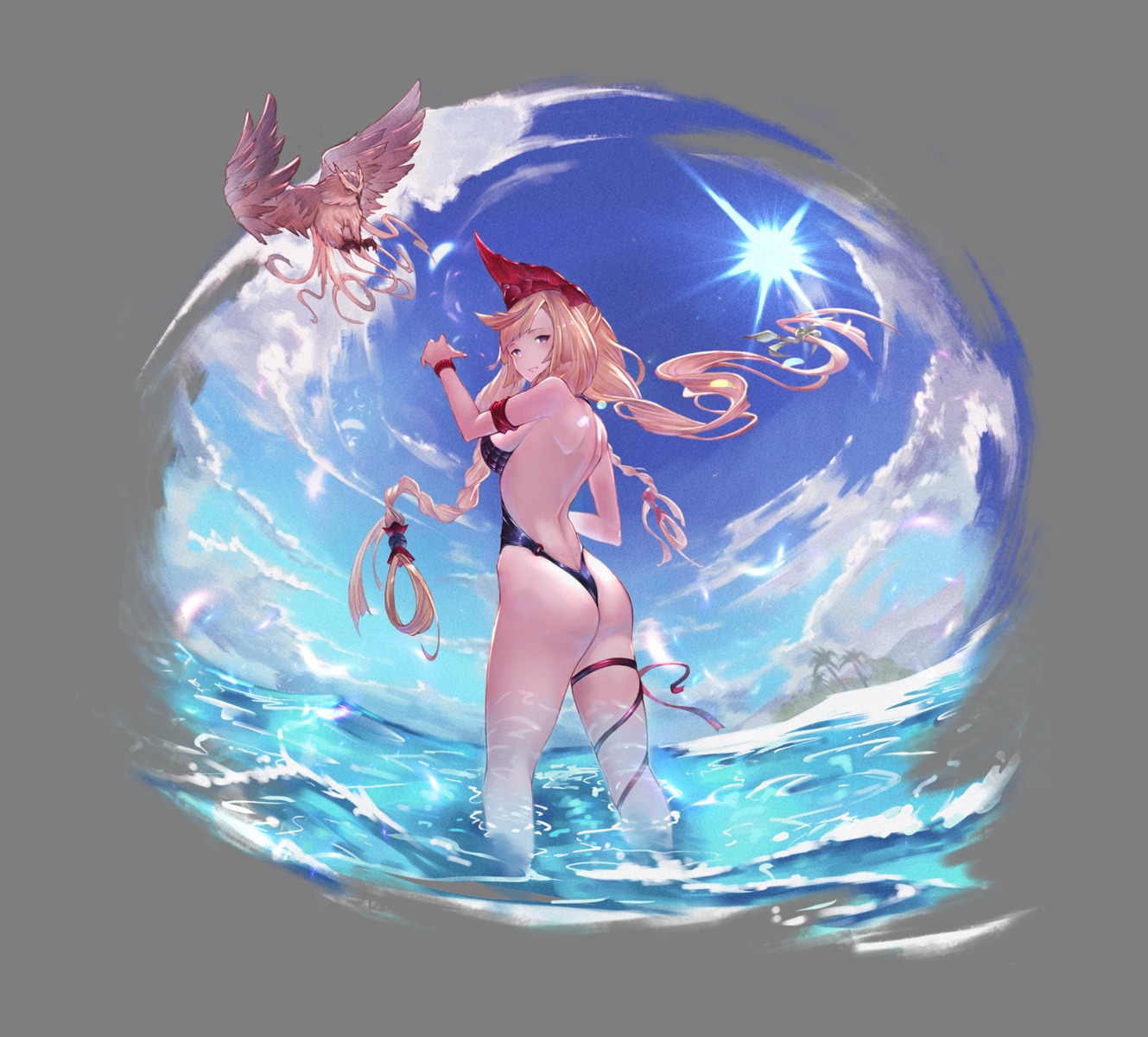 ass athena_(granblue_fantasy) garter granblue_fantasy swimsuits transparent_png wet yu_pian