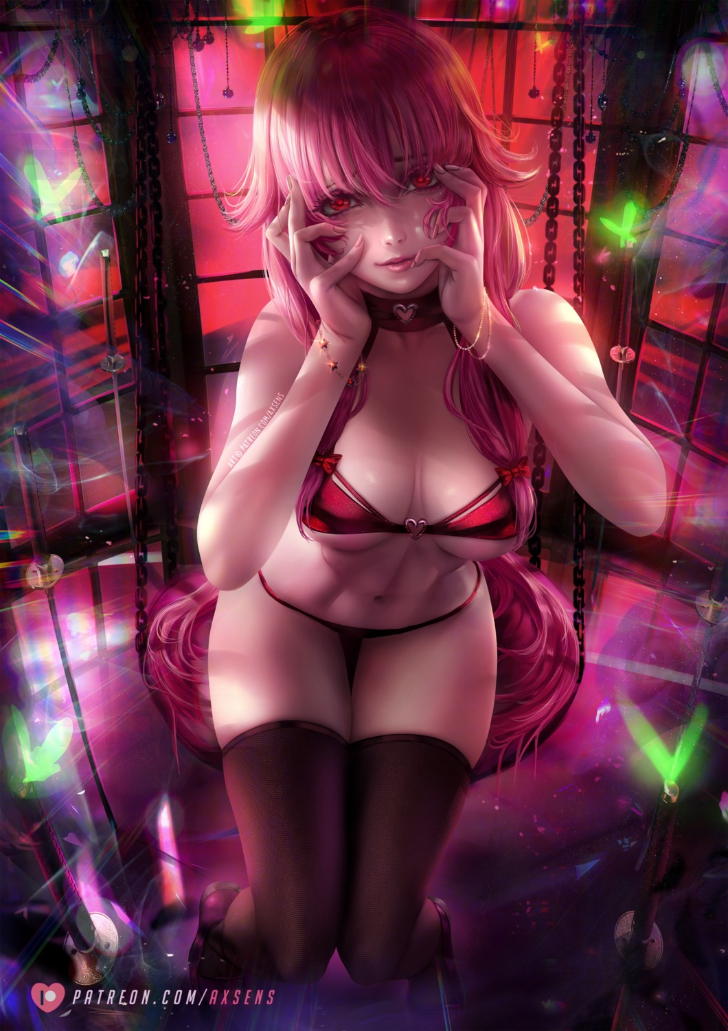 axsens bikini gasai_yuno mirai_nikki swimsuits thighhighs