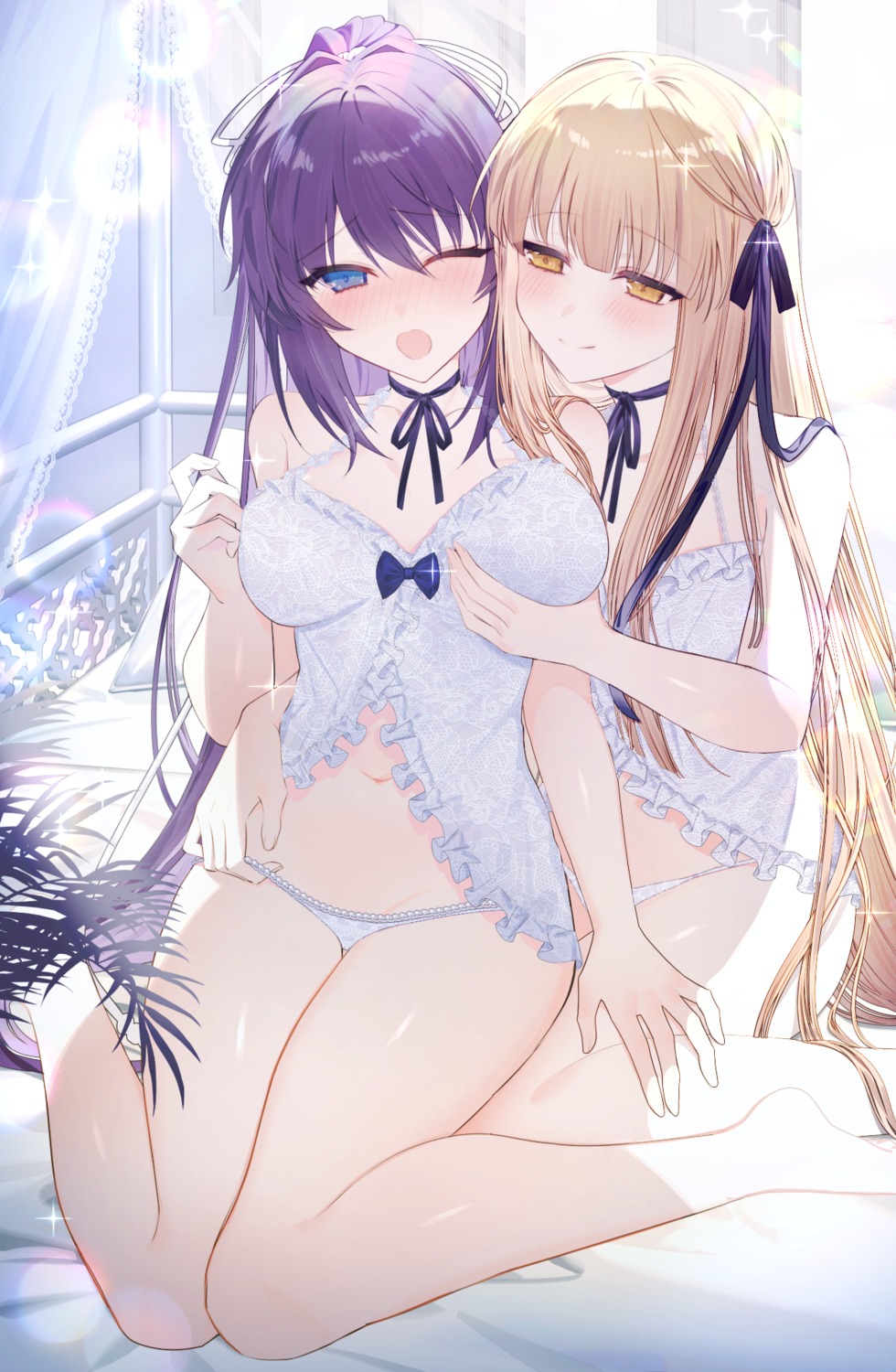 breast_grab lingerie pantsu shandega yuri