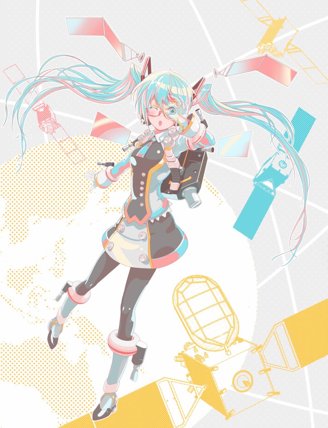 hatsune_miku megane nekoita pantyhose vocaloid