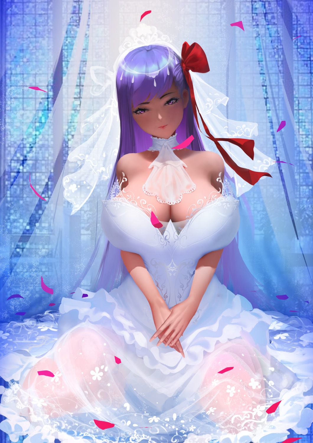 badapple1003 dress fate/stay_night fate/stay_night_heaven's_feel matou_sakura no_bra see_through wedding_dress