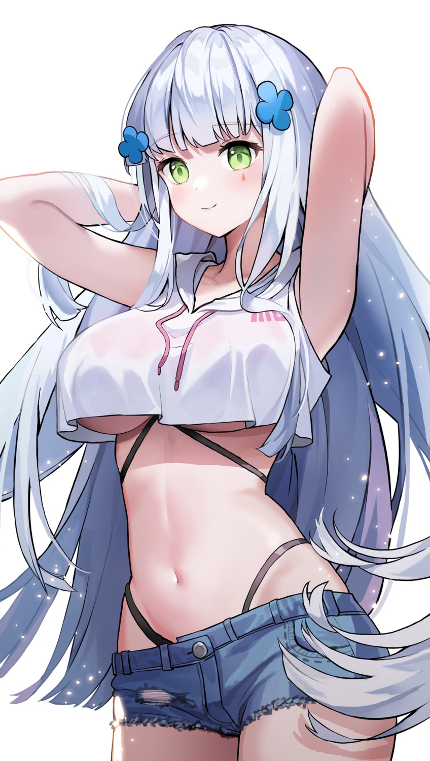 girls_frontline hk416_(girls_frontline) hyoin no_bra pantsu see_through torn_clothes wet_clothes