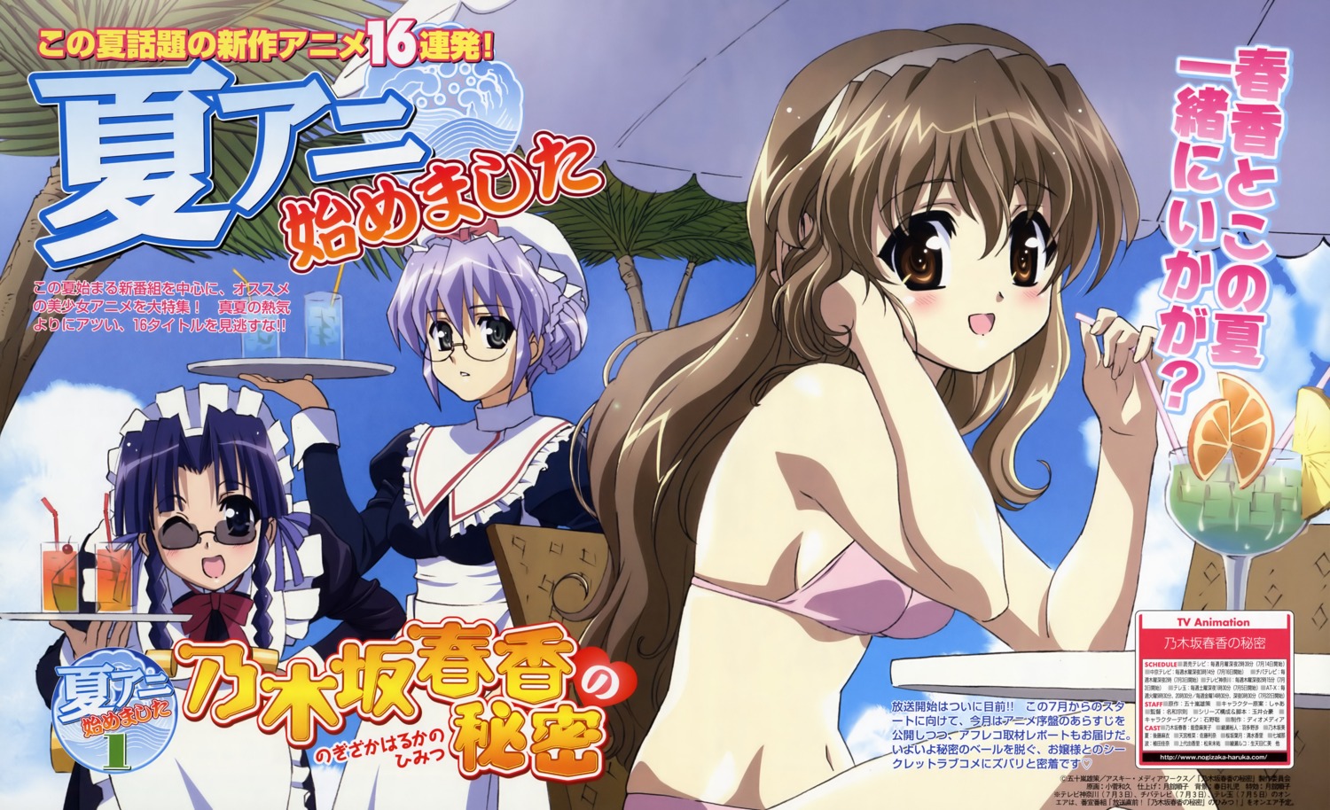 bikini kosuge_kazuhisa maid nanashiro_nanami nogizaka_haruka nogizaka_haruka_no_himitsu sakurazaka_hazuki swimsuits