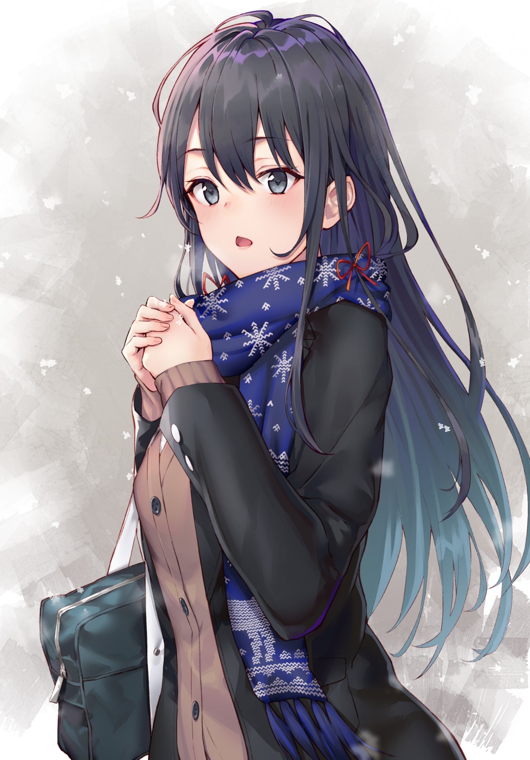 black_cola breast_hold seifuku sweater yahari_ore_no_seishun_lovecome_wa_machigatteiru. yukinoshita_yukino