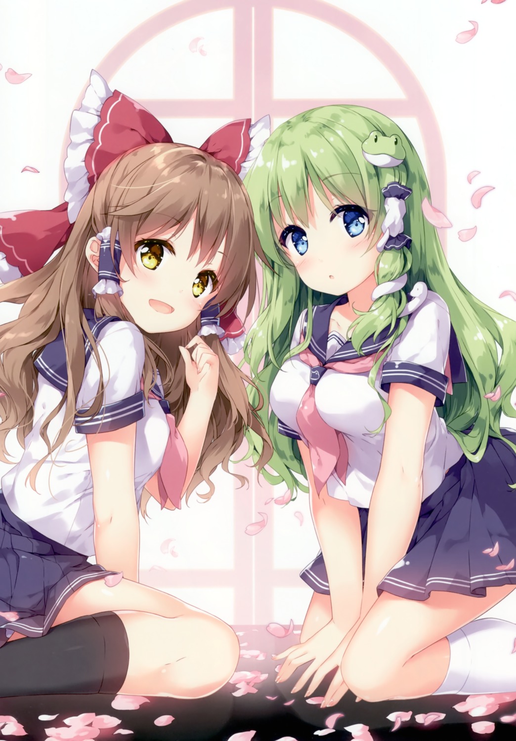 hakurei_reimu kochiya_sanae mochizuki_shiina seifuku touhou