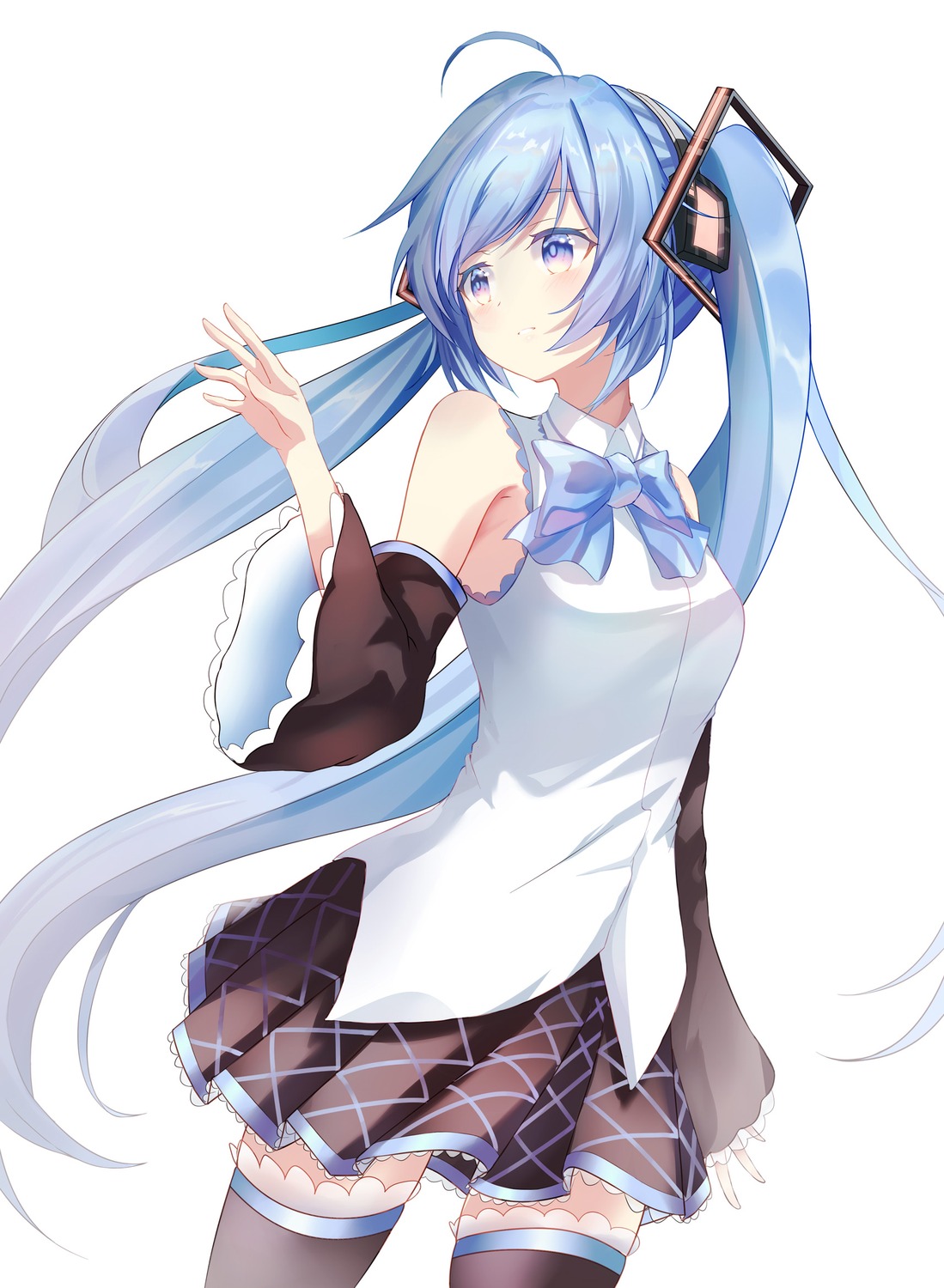 hatsune_miku headphones hishiki_(pixi14719710) thighhighs vocaloid