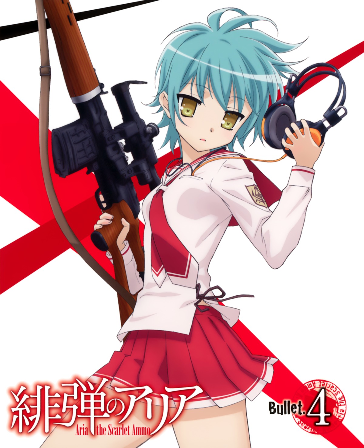 disc_cover gun headphones hidan_no_aria iwakura_kazunori seifuku yada_reki