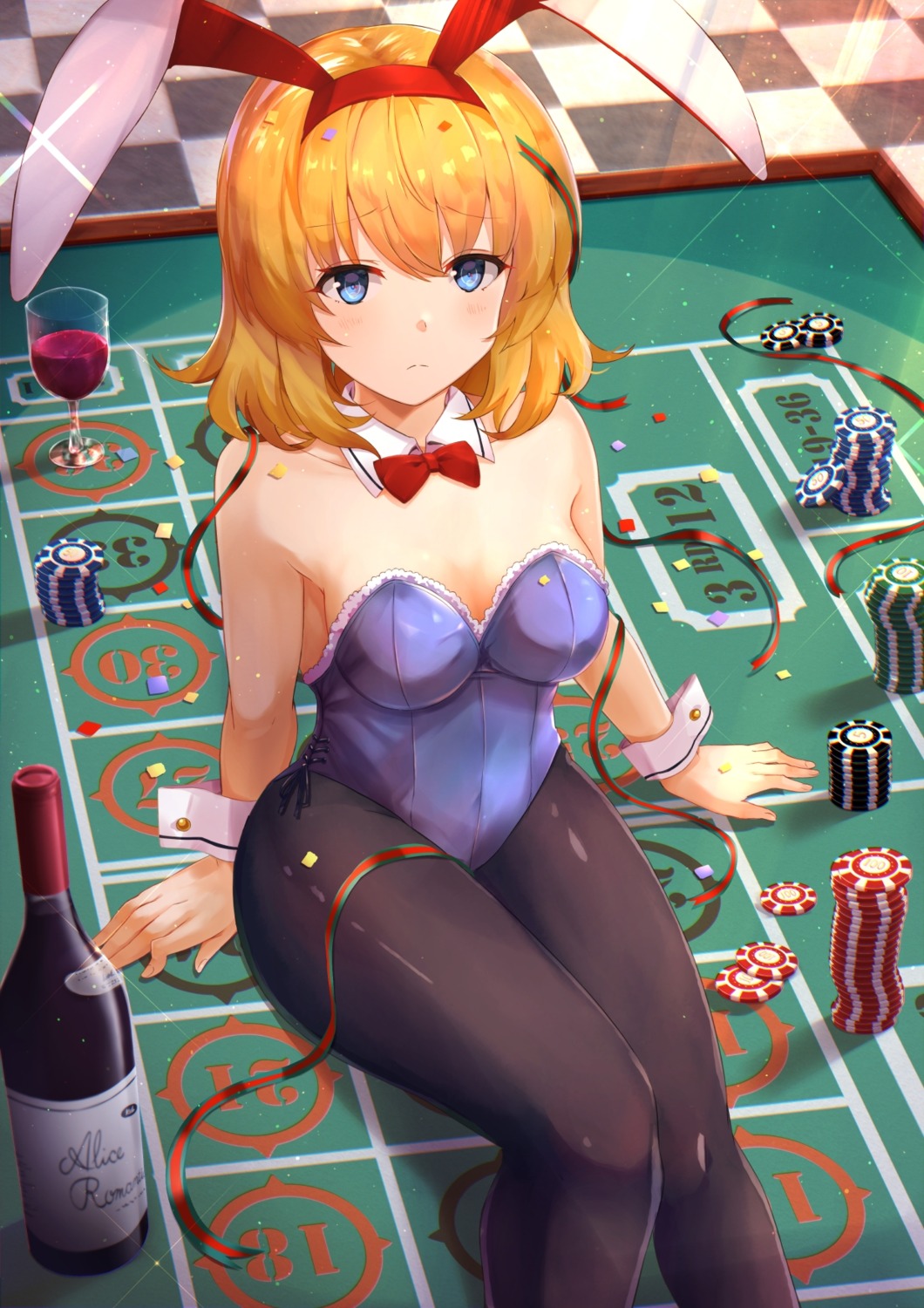 alice_margatroid animal_ears bunny_ears bunny_girl no_bra pantyhose torottye touhou