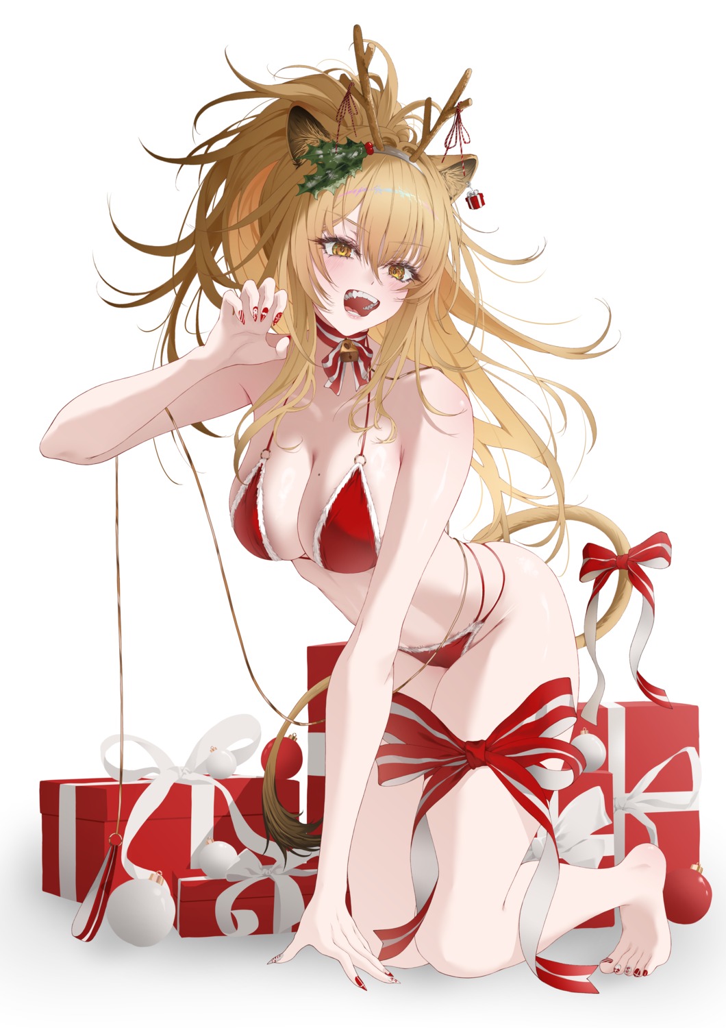 animal_ears arknights bikini dlnk garter horns siege_(arknights) swimsuits tail