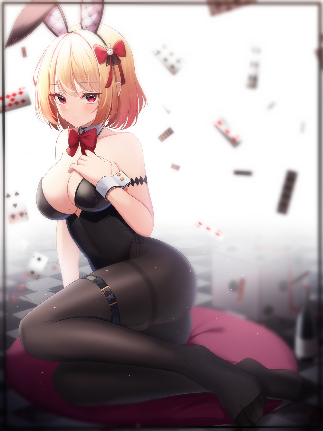 animal_ears bunny_ears bunny_girl garter jayamon lycoris_recoil nishikigi_chisato no_bra pantyhose