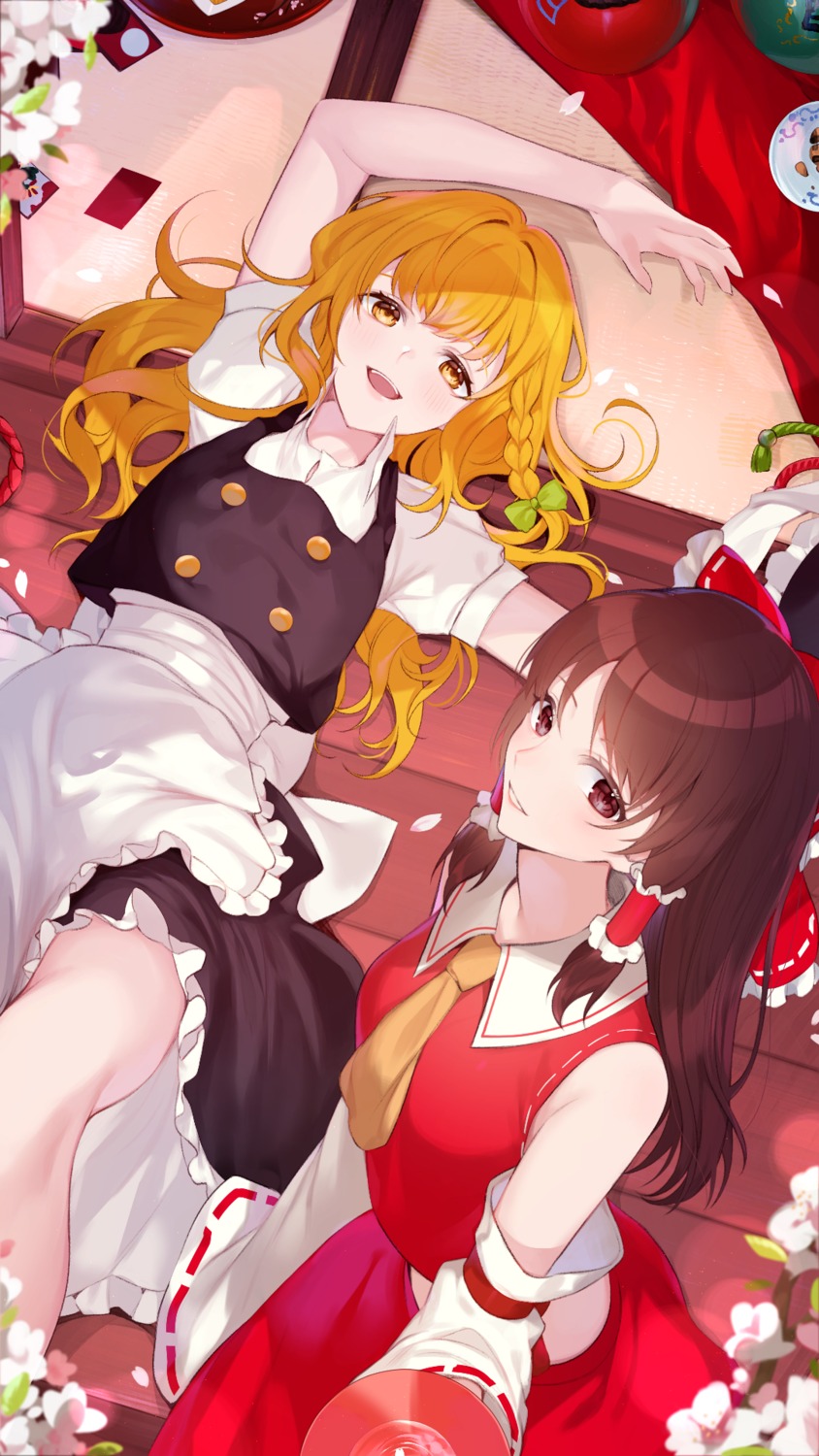 hakurei_reimu kirisame_marisa koyo_akio miko sake touhou