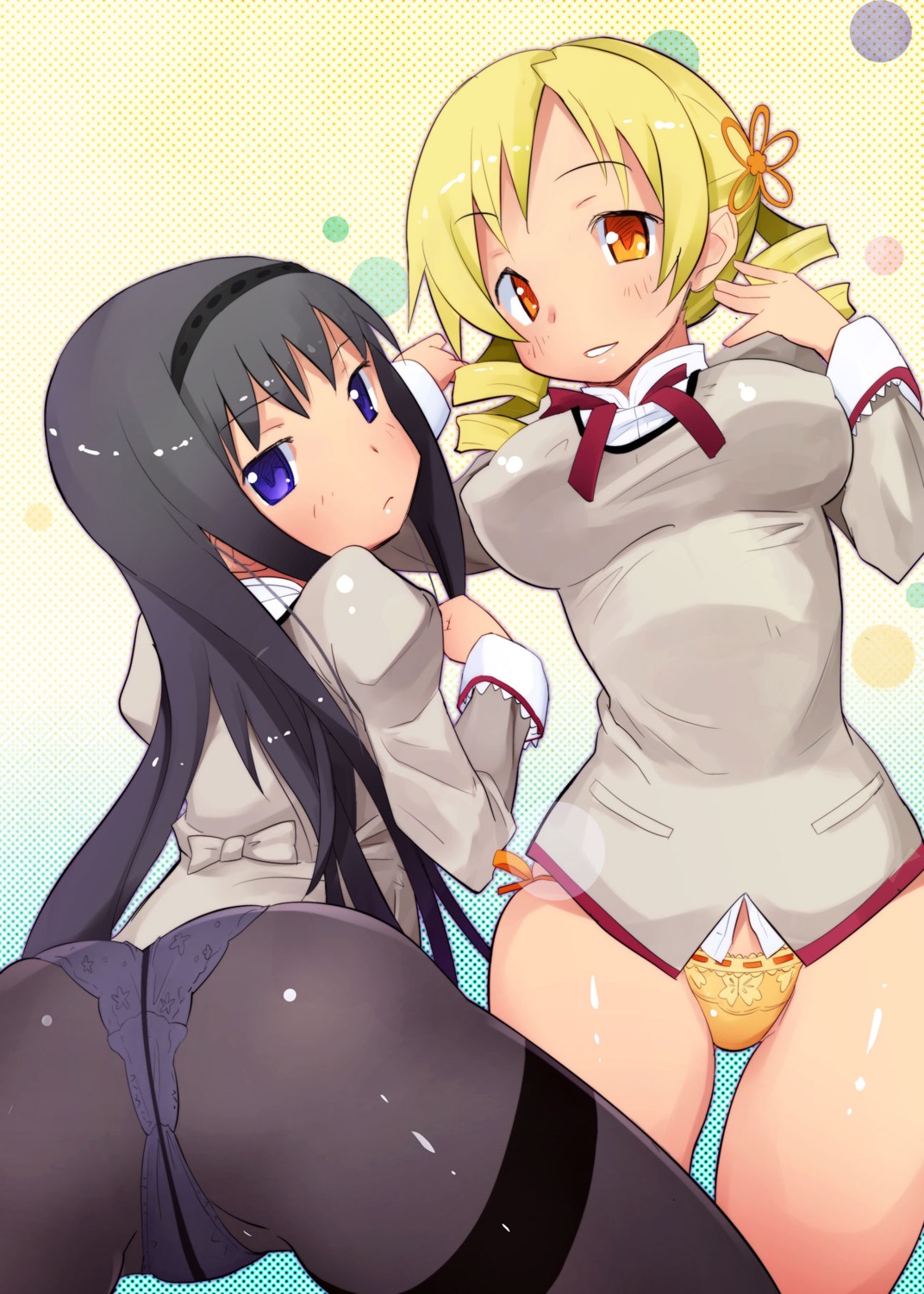 akemi_homura anshin_mama pantsu pantyhose puella_magi_madoka_magica tomoe_mami