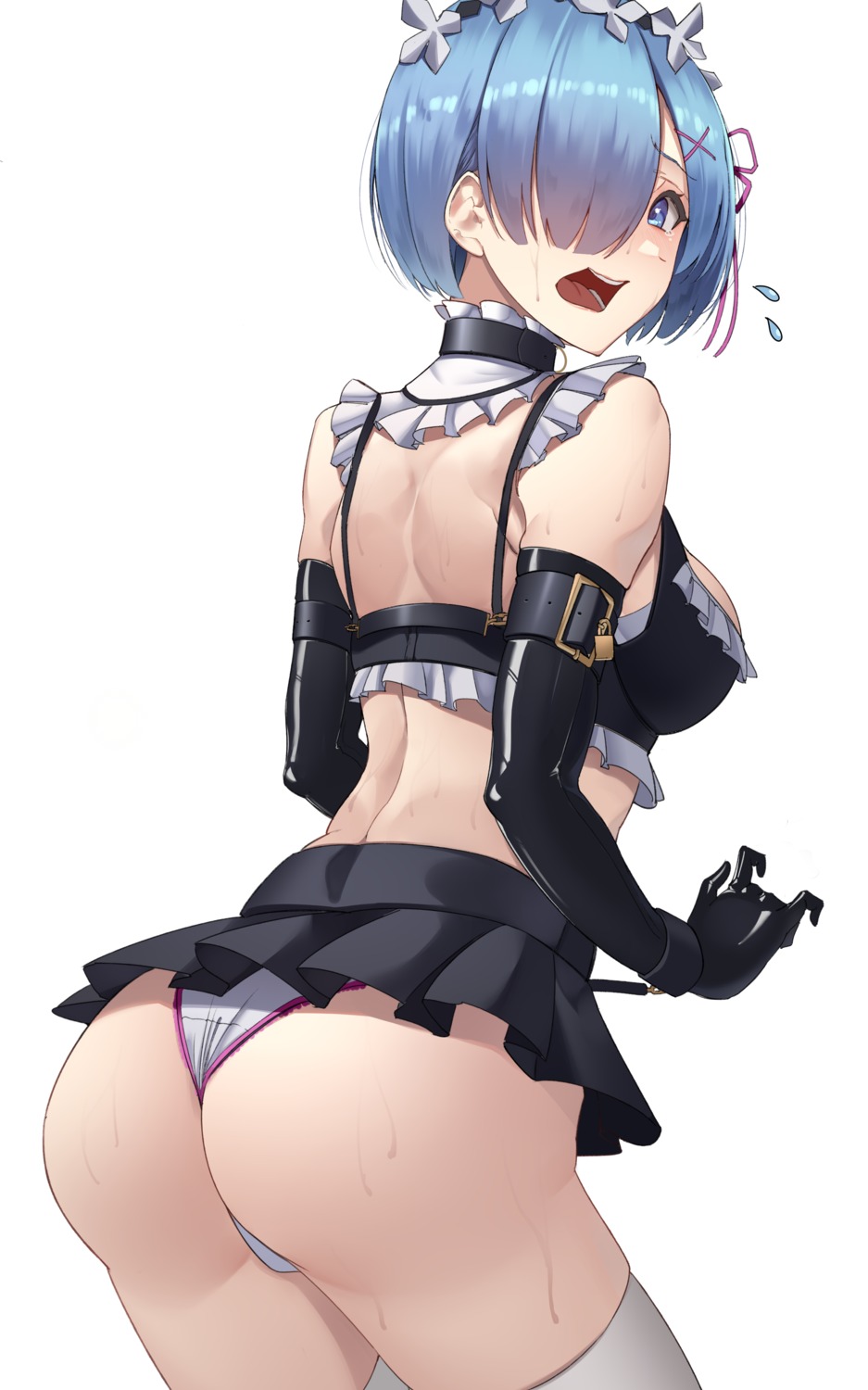 ass bra harris_hero maid pantsu re_zero_kara_hajimeru_isekai_seikatsu rem_(re_zero) thighhighs thong