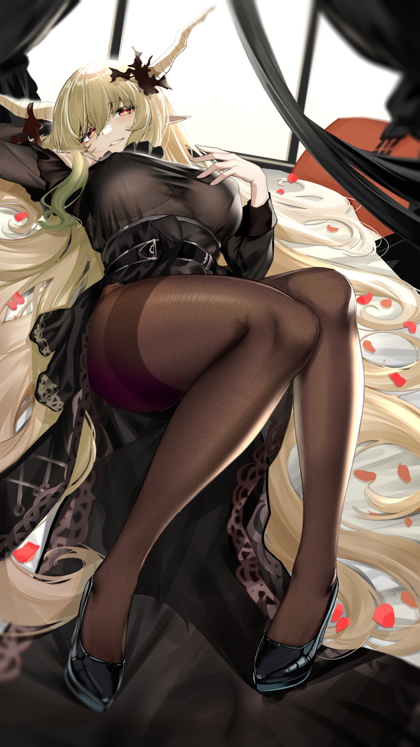 arknights horns pantyhose pointy_ears shining_(arknights) srpzk